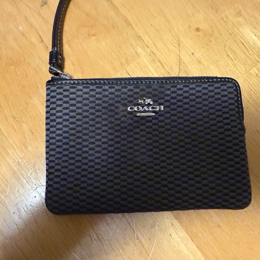 Coach Textured Black Wristlet